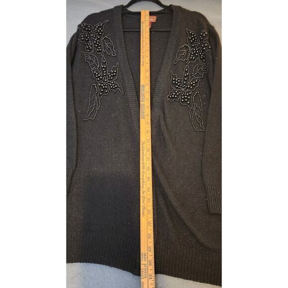 Vintage Worthington Silk Angora Nylon LambsWool Blend Sweater Black‎ Beaded Sz M - Picture 3 of 7
